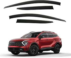 Vesul Compatible with Kia Sportage 2023 2024 LX EX SX Prestige X-Pro X-Line Durable Rain Guard Window Visor Window Wind Deflector Vent Visor-Dark 304 Stainless Steel Trim Outside Mount Type