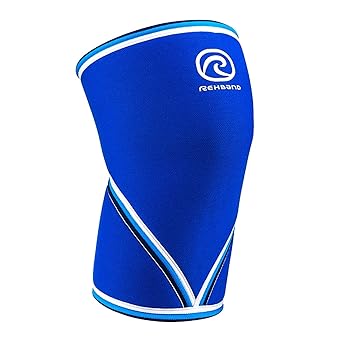 Rehband 7051 Classic 7mm V-Knee-Sleeve for Weightlifting, Competition Grade Powerlifting Knee Sleeve, Compression Sleeve for Crossfit, Squats, Gym, Colour:Blue, Size:Medium
