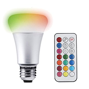 RAYWAY Dimmable RGB LED Bulb, 10W E26 Color Changing Spotlight with IR Remote for Home Decoration/Bar/Party/KTV Mood Ambiance Light