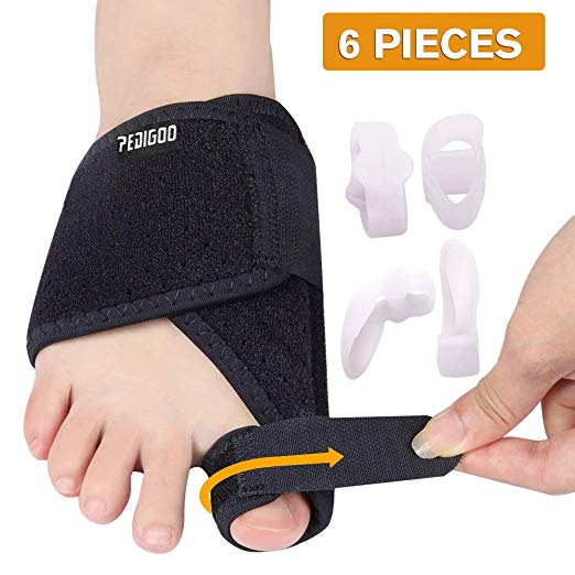 Bunion Corrector Bunion Relief Kit (Bunion Splints, Gel Toe Protect Separator Sleeves, Toe Separators) for Hallux Valgus, Day/Night Time Support for Men Women, Upgraded Material, (S-M (Size 4-7))