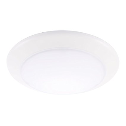 GetInLight 6 Inch LED Disk Light, Dimmable, Flush Mount or Recessed, Soft White 3000K, Matte White Finish, ETL Listed, Wet Location Rated, IN-0301-3-WH