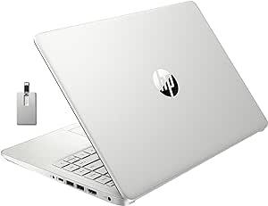 HP Stream 14" HD Laptop, Intel Celeron N4120, 8GB RAM, 128GB eMMC, Intel UHD Graphics, Webcam, 1 Year Office 365, Silver, Win 11 S, 128GB Hotface USB Card