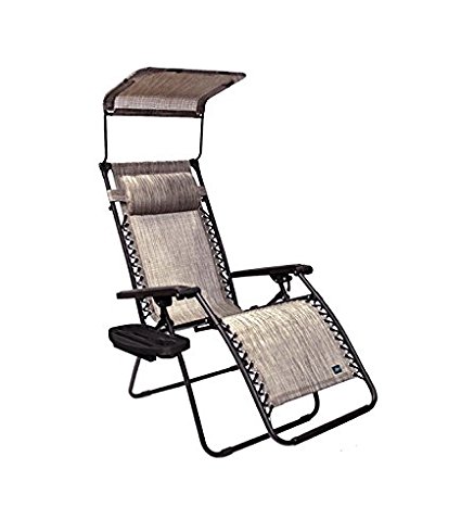 Bliss Hammocks Gravity Free Lounger with Canopy, Pillow, Deluxe Armrest & Side Tray, Platinum Gray