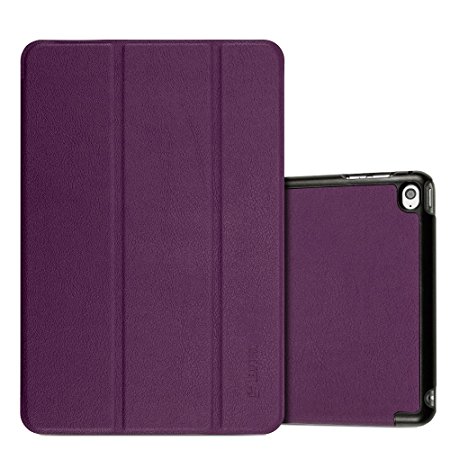 iPad mini 4 Case - Leafbook Ultra Slim Lightweight PU leather Smart Shell Standing Cover for Apple iPad mini 4, Purple