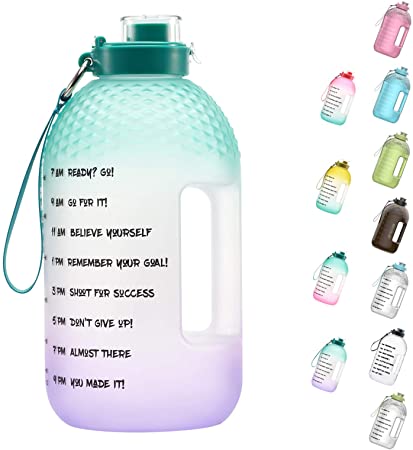 BOTTLED JOY Half Gallon Water Bottle with Straw Lid, BPA Free 75oz Large Water Bottle Hydration with Motivational Time Mark Leak-Proof Drinking 2.2L Water Bottle for Camping Workouts and Outdoor