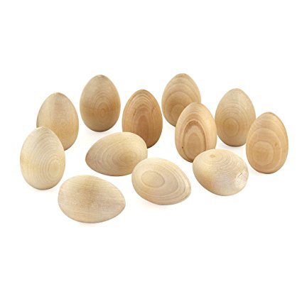 Hygloss Wooden Eggs,  1.75-Inch x 2.5-Inch, 12 Pcs.