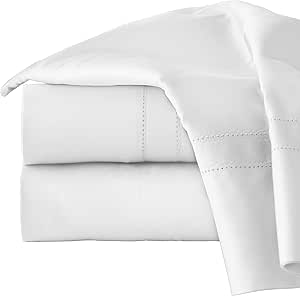 Pointehaven 620 Thread Count 100% Long Staple Cotton Deep Pocket Oversized Super Soft Sateen Sheet Set, Queen, White