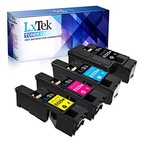 LxTeK Compatible Toner Cartridge Replacement for Dell E525W E525 525 (1 Black|1 Cyan|1 Magenta|1 Yellow) for Dell E525W Color Laser Printer for Dell 593-BBJX 593-BBJU 593-BBJV 593-BBJW