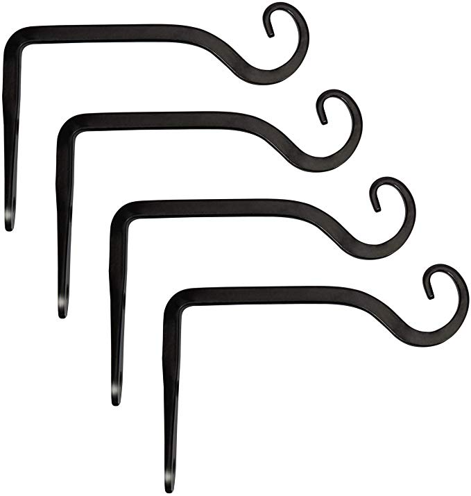 Mkono 4 Pack Wall Hook Hanging Plant Bracket Decorative Straight Plant Hanger for Bird Feeders, Planters, Lanterns, Wind Chimes Indoor Outdoor, 6 inch