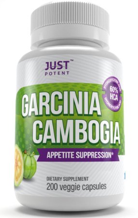 Just Potent High Grade Garcinia Cambogia  200 Capsules  100 Days of Appetite Suppression  1000mg Per Serving