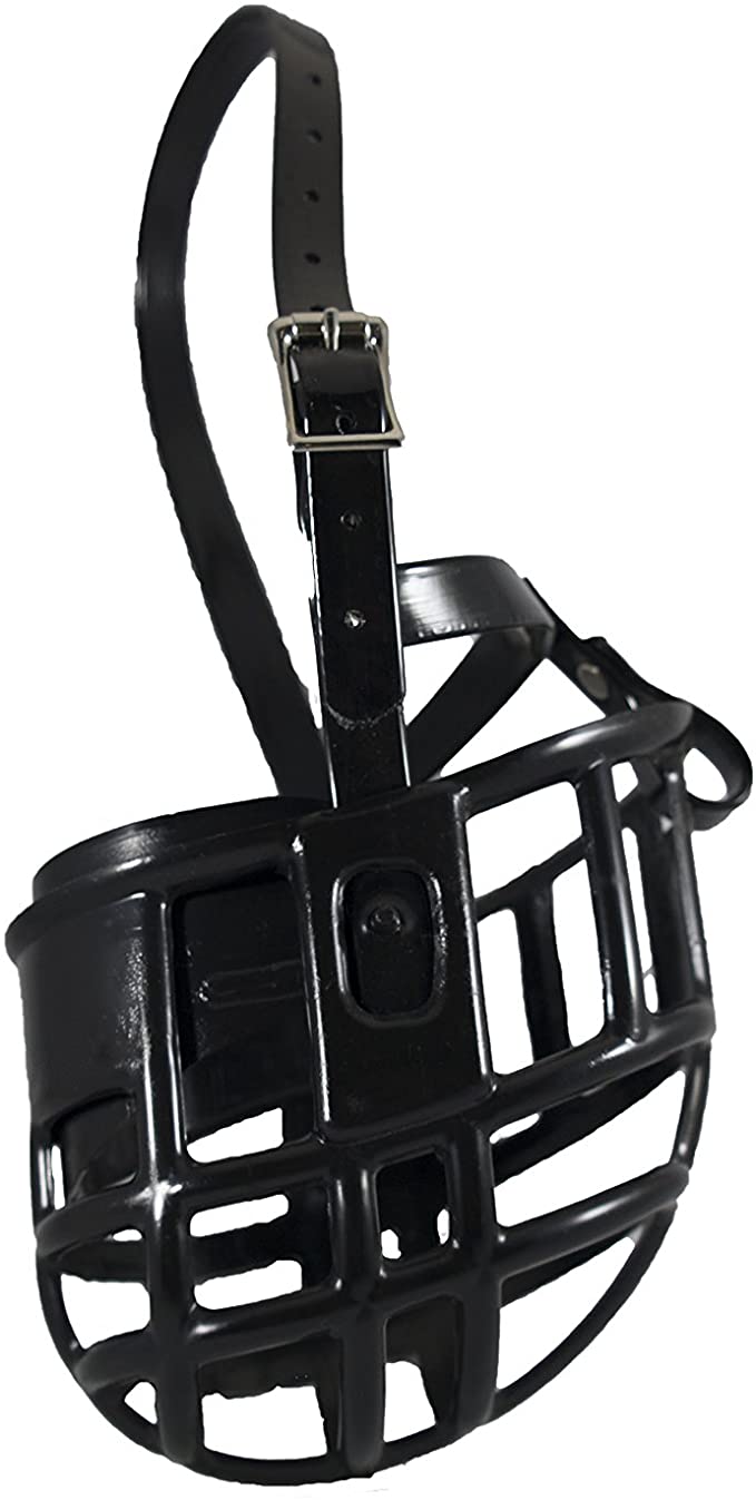 Birdwell Enterprises - Plastic Dog Muzzle with Adjustable Plastic Coated Nylon Headstall - Prevents nipping and Biting - Multiple Sizes and Colors - Made in The USA