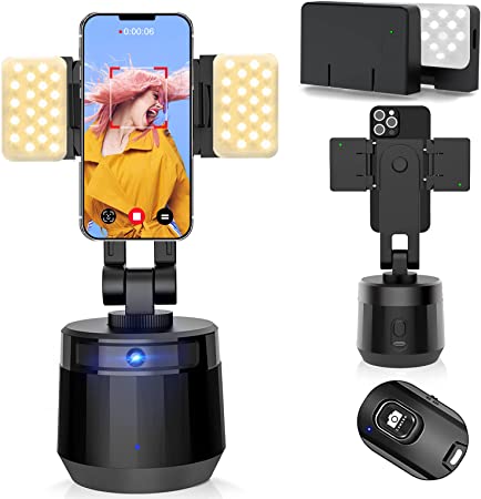 Auto Face Tracking Tripod Phone Holder, YENDILI Smart Motion Tracking Phone Camera Mount Tripod Gimbal Stabilizer 360 Rotation Selfie Stick for Video Recording Live Streaming Vlog Shooting, Black