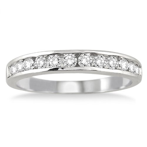 AGS Certified 1/2 Carat TW Channel Set Diamond Band in 10K White Gold
