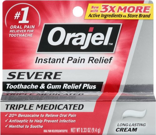 Orajel Severe Toothache & Gum Relief Cream, 0.33 Oz
