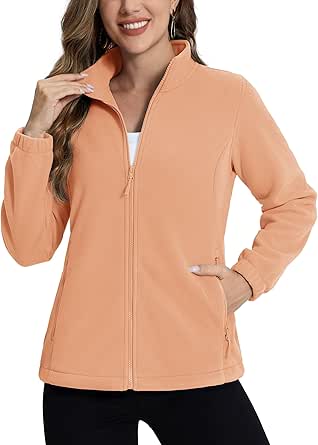 TACVASEN Women's Soft Fleece Jacket Lightweight Full Zip Sweatshirts Coat Casual Winter Warm Sweaters with Pockets