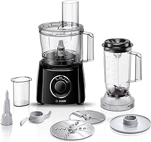 Bosch MultiTalent 3 MCM3201BGB 800W 2.3L Food Processor with 2 speeds, 1 litre blender and/Slicing/Grating/Beating attachments. - Black