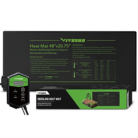 VIVOSUN 48"x20.75" Seedling Heat Mat and Digital Thermostat Combo Set