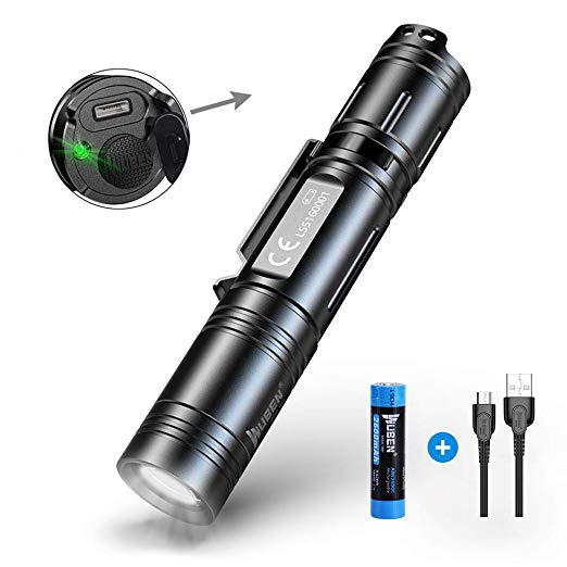 WUBEN Super Bright Tactical Flashlight, USB Rechargeable (18650 Battery Included), IPX8 Water-Resistant, 1200 Lumens OSRAM P9 LED, 5 Light Modes for Camping and Hiking