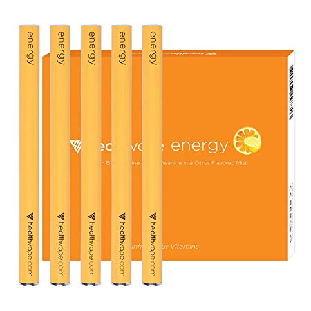 Energy Caffeine   Vitamin B12 Energy Inhaler Pen with Orange and Cassia Oils   L-Theanine - Citrus Flavored Daily Vitality Supplement - 5 Pack