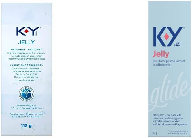 K-Y Jelly, Vaginal Lube Moisturizer and Personal Lubricant, Recommended by Gynecologists, 113 g (Packaging may vary) & Jelly Sexual Personal Lubricant, 57g