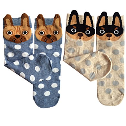 Cute Socks, Dog Design Womens Casual Comfortable Cotton Crew Socks Stockings