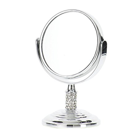 Danielle Mini Black Smoky Crystal Stem Mirror with True Image and 4x Magnification
