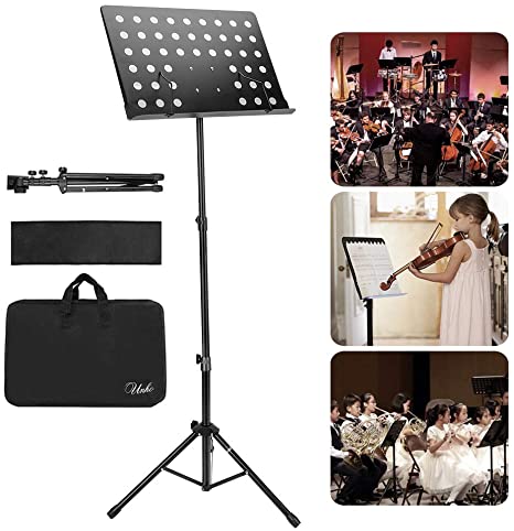 Portable Sheet Music Stand, Height & Angle Adjustable Collapsible Orchestral Conductor Sheet Stand, Folding Music Stand for Kids Adults