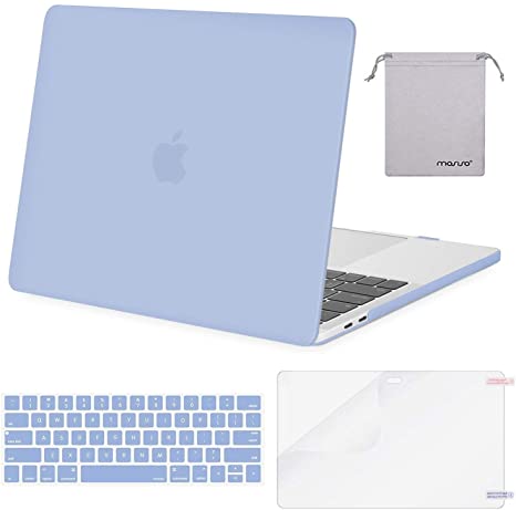 MOSISO MacBook Pro 15 inch Case 2019 2018 2017 2016 Release A1990 A1707, Plastic Hard Shell Case&Keyboard Cover&Screen Protector&Storage Bag Compatible with MacBook Pro 15 Touch Bar, Serenity Blue