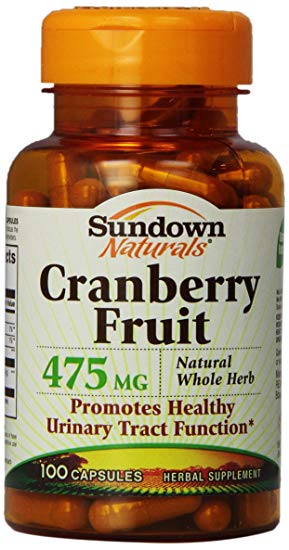 Sundown Naturals Cranberry Fruit Capsules, 475mg, 100-Count Bottle