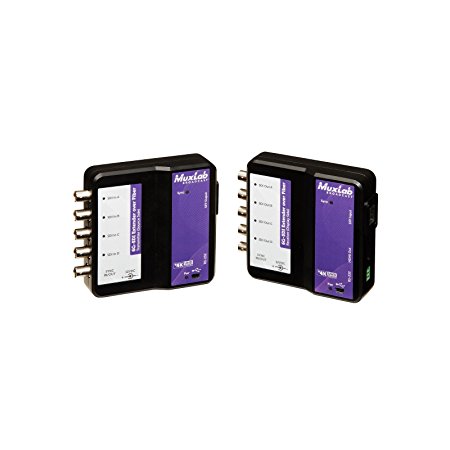 MuxLab 6G-SDI Extender Over Fiber Optic 500732 | 6G 3G SDI Video Extender Over Fiber Optic Cat5e/6 RJ45 Plug Cable Supports 4K Resolution
