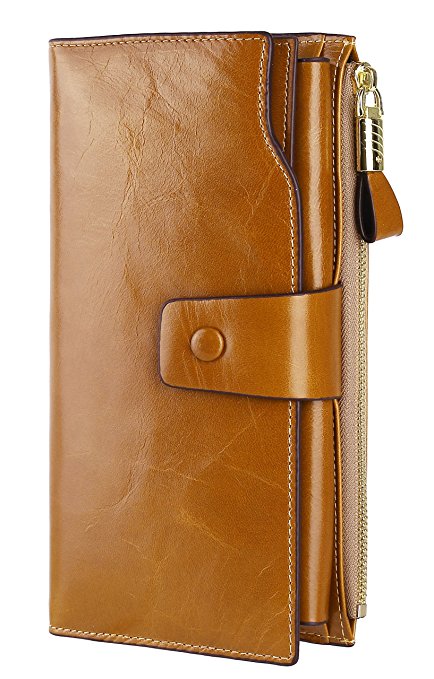 Dante Women RFID Blocking Real Leather Wallet - Clutch Wallet for Women