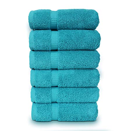 TURKUOISE TURKISH TOWEL % 100 Turkish Cotton Luxury and Super Soft Towels (Hand Towel 6PK, Aqua)