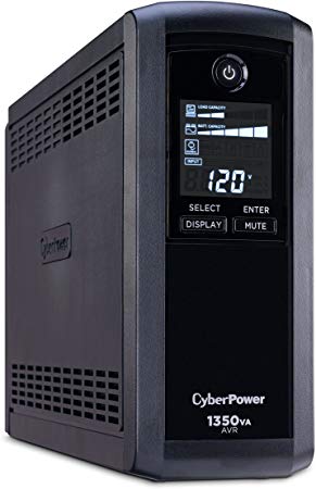 CyberPower CP1350AVRLCD Intelligent LCD UPS System, 1350VA/815W, 10 Outlets, AVR, Mini-Tower