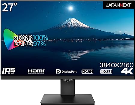 JAPANNEXT 4K HDR対応 27ｲﾝﾁ JN-IPS2708UHDR HDMI DP sRGB100% DCI-P3 97% PIP/PBP対応