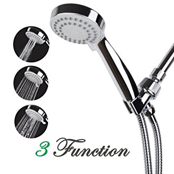 KASUNY High Pressure Handheld Shower Head Set Suit for Low Water Pressure Condition with 6.5 Feet /2meter Long Hose Shower Bracket Teflon Tape and Washers Included-Polished Chrome
