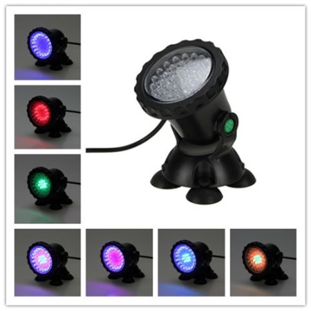 MUCH Waterproof IP68 Underwater Light 3.5W 36LED Color Changing Spot Light for Aquarium Garden Pond Pool Tank Black