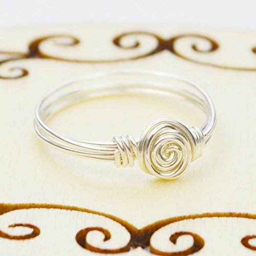 Dainty Rosette Swirl Sterling Silver Wire Wrapped Ring- Custom Made to Size 4 -14