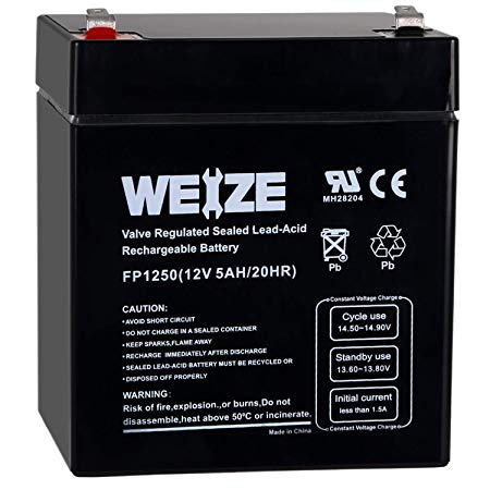 Weize 12V 5AH Lead Acid SLA Rechargeable Battery Replaces 12 Volt 4AH 4.5AH 5AH