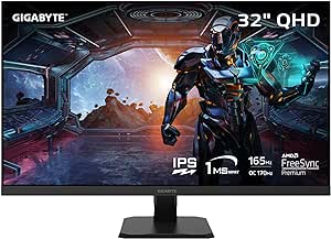 GIGABYTE GS32Q 31.5" 165Hz 1440P Gaming Monitor, 2560x1440 SS IPS Display, 1ms (MPRT) Response Time, HDR Ready, 1x Display Port 1.4, 2X HDMI 2.0