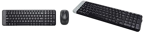 Logitech MK215 Wireless Keyboard and Mouse Combo for Windows, 2.4 GHz Wireless, Compact Design, 2-Year Battery Life(Keyboard),5 Month Battery Life PC/Laptop- Black & K230 Wireless Keyboard, Black