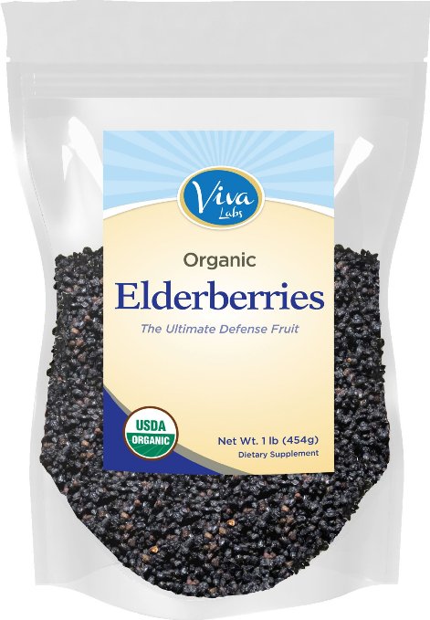 Viva Labs Organic Elderberries, 1 lb Bag - The ULTIMATE Superfruit for Defense Syrups and Longevity Teas