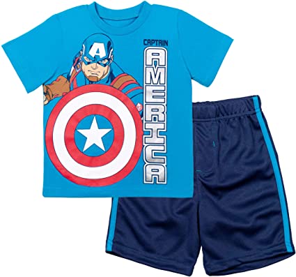 Marvel Avengers Iron Man Black Panther Captain America T-Shirt & Shorts Set