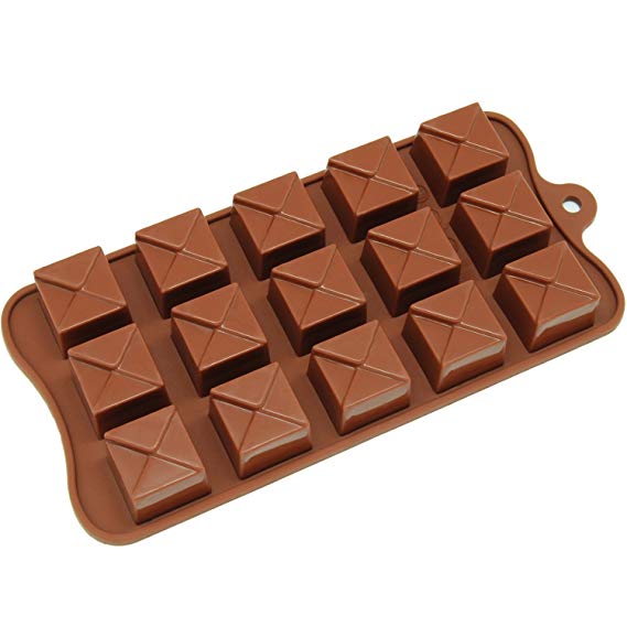 Freshware CB-610BR 15-Cavity Silicone Tiered Square Chocolate, Candy and Gummy Mold