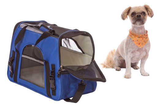 Airline Approved Pet Travel Carrier for Dogs Cats and Puppies Features Soft-Sided Foldable Design with Adjustable Detachable Shoulder Strap