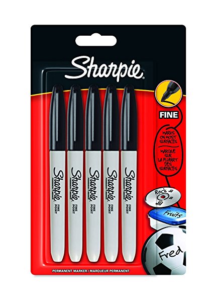 Sharpie Fine Point Permanent Marker - Black, Pack of 5 (Packaging May Vary)