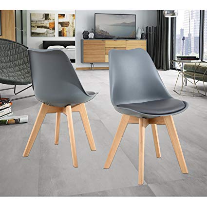 NOBPEINT Eames-Style Mid Century Dining Chairs,Set of 2(Gray)