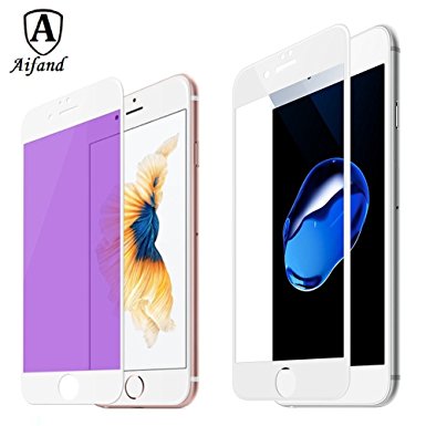 iPhone 7 Plus Screen Protector, Aifand HD Anti Blue Light Tempered Glass 9H/3D Touch Compatible/Anti-Scratch/Anti-Fingerprint/Anti-Bubbles/Premium Clarity for iPhone 7 Plus (iphone7 plus-White)