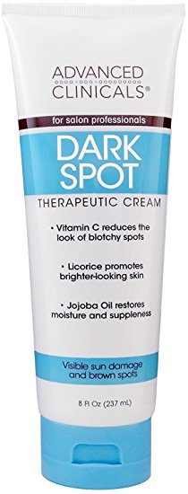 Advanced Clinicals Dark Spot Therapeutic Cream with Vitamin C. Hydroquinone Free. For Age Spots, Blotchy Skin. Face, Hands, Body. Large 8oz Tube. by Advanced Clinicals