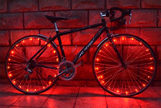 OuterStar Waterproof Bicycle Wheel Lights 20-LED Bike String light Lightweight Colorful for Safety and Fun (Set of 2)