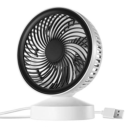 OMORC Mini Desk Fan, 7.6 Inch USB Fan, Quiet Cooling Desktop Fan for Office, Home, Study,Car, Travel,USB Desk Fan with 7 Blades,Safe for Baby[White and Black]